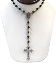 Sterling Silver Black Onyx Rosary Beaded Necklace 20 Inch