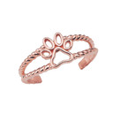 Solid Gold Dog Paw Rope Toe Ring (Available in Yellow/Rose/White Gold)
