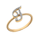 "A-Z" Script Initial Diamond Stackable Rope Ring (Available in Yellow/Rose/White Gold)