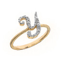 "A-Z" Script Initial Diamond Stackable Rope Ring (Available in Yellow/Rose/White Gold)