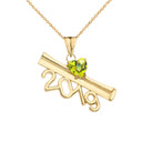 2019 Graduation Diploma Personalized Birthstone CZ Pendant Necklace In Yellow Gold