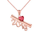 2019 Graduation Diploma Personalized Birthstone CZ Pendant Necklace In Rose Gold