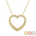 Valentine's Diamond Heart "I LOVE YOU" Necklace in Gold (Yellow/Rose/White) (0.75")