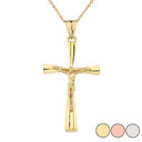 Crucifix Cross Pendant Necklace In Gold (Yellow/Rose/White) (Large)