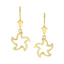 Polished Starfish Leverback Earrings(Available in Yellow/Rose/White Gold)