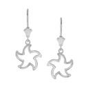 Polished Starfish Leverback Earrings in Sterling Silver