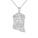 .925 Sterling Silver Jesus Christ Head Pendant Necklace