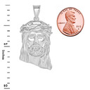 Jesus Christ  Head Large Pendant Necklace in Sterling Silver (1.54 in)