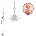 Marijuana Weed Leverback Earrings in Sterling Silver with measurement