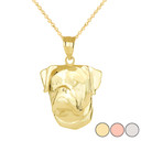 American Bulldog Head Pendant Necklace in Gold (Yellow/ Rose/White)