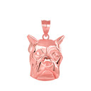 Boxer Dog Head Pendant Necklace in Gold (Yellow/ Rose/White)