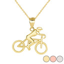 Cyclist Sports Pendant Necklace in Gold (Yellow/ Rose/White)