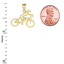 Cyclist Sports Pendant Necklace in Gold (Yellow/ Rose/White)