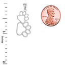Dog Paw Outline Pendant Necklace in Sterling Silver