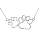 Paw Print Necklace in Sterling Silver