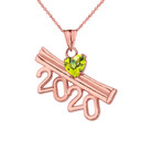 2020 Graduation Diploma Personalized Birthstone CZ Pendant Necklace In RoseGold