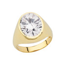 Yellow Gold Custom 10ct Clear Cubic Zirconia Birthstone Ring