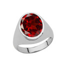 White Gold Custom 10ct Garnet Birthstone Ring