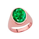 Men's Fancy Statement Ring With 10ct Personalized (LC) Birthstone In Rose Gold 10K