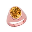 Men's Fancy Statement Ring With 10ct Personalized (LC) Birthstone In Rose Gold 10K