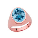 Men's Fancy Statement Ring With 10ct Personalized (LC) Birthstone In Rose Gold 10K