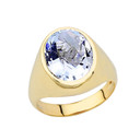 Men's Fancy Statement Ring With 10ct Personalized (LC) Birthstone In Yellow Gold 14K