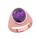 Men's Fancy Statement Ring With 10ct Personalized (LC) Birthstone In Rose Gold 14K