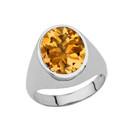 Men's Fancy Statement Ring With 10ct Personalized (LC) Birthstone In White Gold 14K