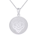 Celtic Knot Motherhood Disc Pendant Necklace in Sterling Silver