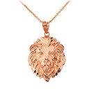 Lion's Head Medium Pendant Necklace (1.32") in Gold (Yellow/ Rose/White)