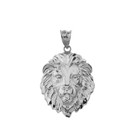 Lion's Head Medium Pendant Necklace (1.32") in Sterling Silver