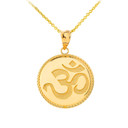 Ohm Symbol Disc Pendant Necklace in Gold (Yellow/ Rose/White)