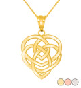 Celtic Motherhood Trinity Knot Pendant Necklace in Gold (Yellow/ Rose/White)