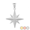 Satin Finish Elegant North Star Pendant Necklace in Gold (Yellow/Rose/White)