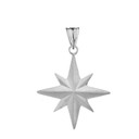 Satin Finish Elegant North Star Pendant Necklace in Sterling Silver