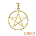 Satin Finish Elegant  Pentagram Pendant Necklace in Gold (Yellow/Rose/White)
