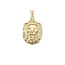 Diamond Cut Lion Pendant Necklace In Gold (Yellow/Rose/White)