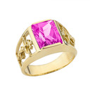 14K Yellow Gold Custom Alexandrite Birthstone Cross Ring
