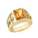 14K Yellow Gold Custom Citrine Birthstone Cross Ring
