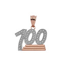 Textured 100 Points Emoji Pendant Necklace in Gold (Yellow/ Rose/White)