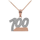 Textured 100 Points Emoji Pendant Necklace in Gold (Yellow/ Rose/White)