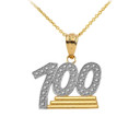 Textured 100 Points Emoji Pendant Necklace in Gold (Yellow/ Rose/White)