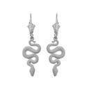 Textured Snake-Serpent Leverback Earrings in Sterling Silver