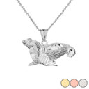 Sea Lion  Pendant Necklace In Gold  (Yellow/Rose/White)