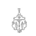 Jesus Crucification Cut Out Pendant Necklace in Sterling Silver