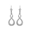 White Gold Satin Finish Infinity Leverback Earrings