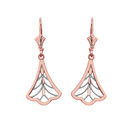 Filigree Two-Tone Drop Leverback Earrings(Available in Yellow/Rose/White Gold)