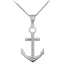 High Polished Sea Anchor Diamond Pendant Necklace in Gold (Yellow/ Rose/White)