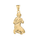 "Milagros" Miracle Praying Man Pendant Necklace in Gold (Yellow/Rose/White Gold)