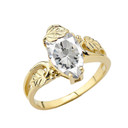 Women's Marquise Leaf Ring With  Personalized (LC)Birthstone In 10K Yellow Gold